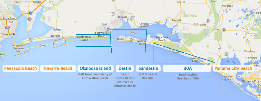 Destin Florida Map Of Beaches - United States Map
